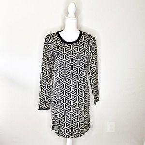 MAK SWEATER Navy & Cream Y Pattern Midi Dress